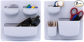 Modern Grey Wall Desk Organizer - 2 Parts, 6 Organizer Pockets, and Adhesive Holder Shelves for Easy Storage of Small Things at Home or Office. Wall Organizer Easy to Install in Ligth Grey to Decor by Studio+Olive