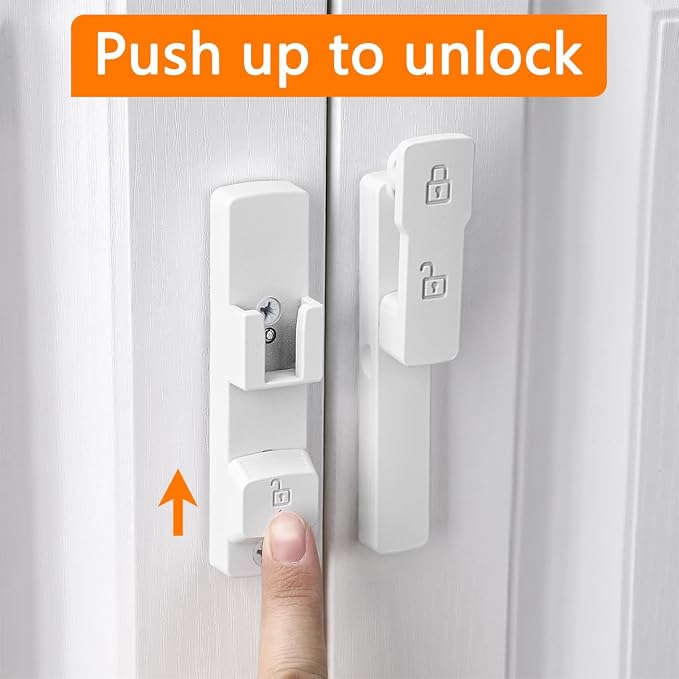 2 Packs White 180 Degree Barn Door Lock,Flip Gate Latches Hardware | Zinc Alloy Door Lock,Sliding Door Latches,for bedroom,drawer,pet enclosures,cabinet,garage,window - Image 3