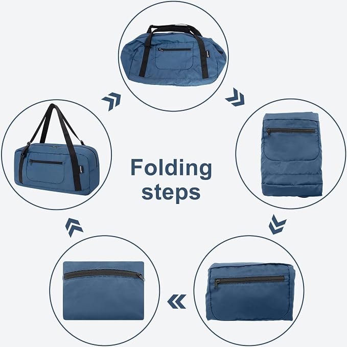 HOLYLUCK Foldable Travel Duffel Bag For Women & Men Luggage Great for Gym - Airforce blue - Image 5
