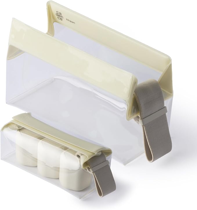 Cadence Parcel - Clear Travel Kit with Zipperless Magnetic Closure - Pebble, Small - Durable, Leak-Resistant and TSA Approved Toiletry Bag - Modular Organization - Recycled TPU (.5 Qt) by KeepYourCadence