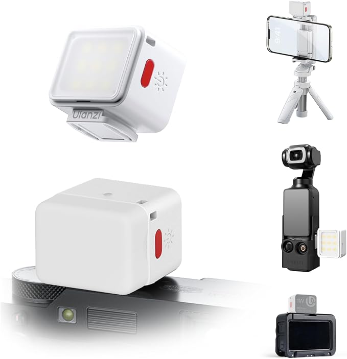 Ulanzi DG01 LED Magnetic Cube Light for Action Camera DJI OSMO Action 3 4 | Pocket 3 4 4P Lights Accessories, With Cold Shoe Mount Soft Diffuser, 5600K, Rechargeable, For DSLR Camera Tripod Vlog Live by ulanzi