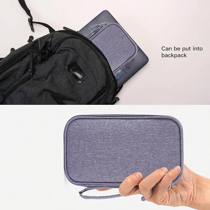 CAAORDKSO Electronics Organizer Travel Bag, Small Cable Organizer Case Waterproof Accessories Pouch, Travel Electronic Carrying Case for Cable, Cord, Charger, Phone, Power Bank, Earphone (Purple) - Image 4