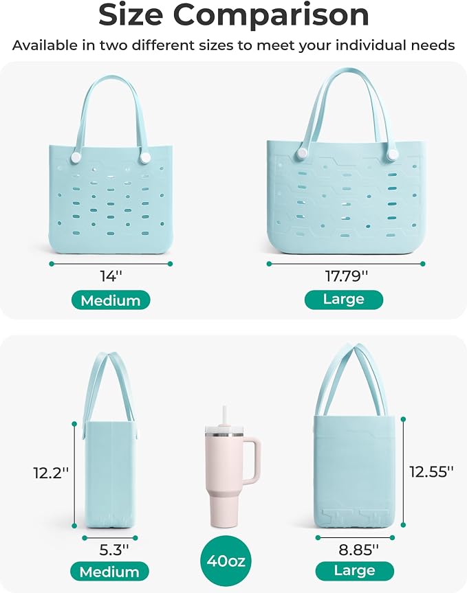 BAGSMART Beach Bag for Women, Water-resistant Rubber Tote Bag, Sandproof Vacation Essentials for Summer Swim Cruise Pool - Image 5