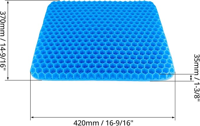 QWORK Gel Seat Cushion, Gel Cushion, Cool & Breathable & Non-Slip for Car, Office, Home, Wheelchair (Blue, 40 x 35 x 3.2 cm) - Image 8
