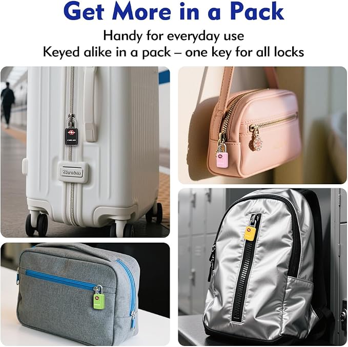 SURE LOCK Mini TSA Approved Keyed Luggage Lock – One Key Opens All, Fits Tight Zipper Gaps & Small Pull Holes, Compact Travel Lock for Suitcases, Backpacks & Handbags - Image 6