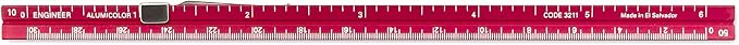 Alumicolor Aluminum Engineer Pocket Scale With Clip, 6IN, Red - Image 2