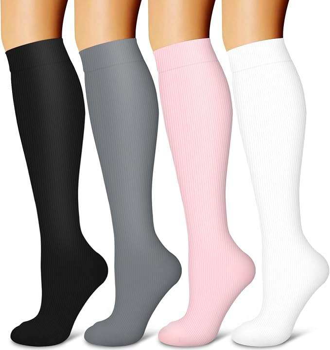 4 Pairs-Compression Socks for Women&Men Circulation-Best Support for Nurses,Running,Athletic by LaiteHebe