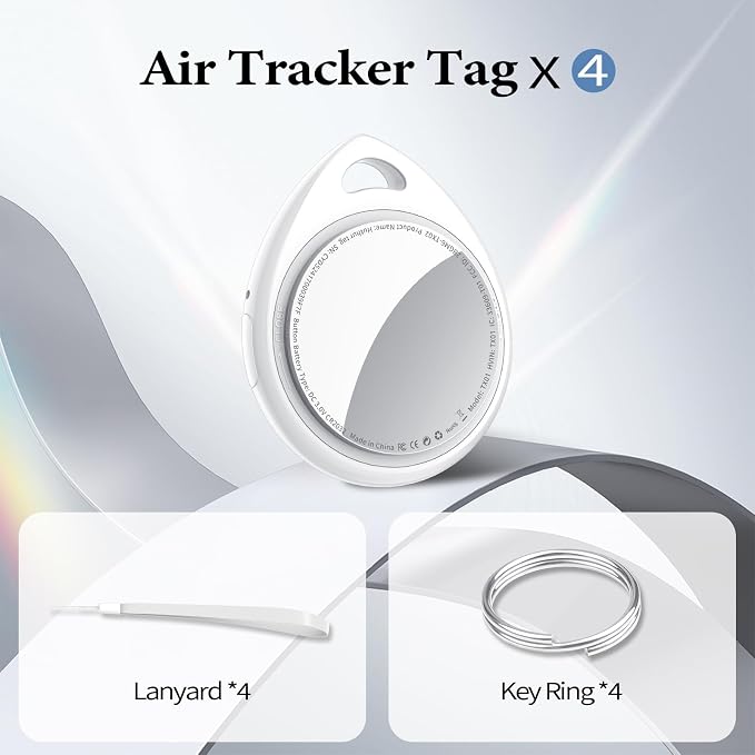 Air Tracker Tags-4 Pack Work with Apple Find My (iOS Only) 100dB Sound | 5.3 Smart Bluetooth Tracker, Smart Tag with Keychain/Lanyard, Item Finder for Luggage/Key/Suitcase, Replaceable - Image 8