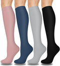 Aoliks Compression Socks for Women and Men 4 Pairs, Mild Support | Long Knee High Stockings for Nurses Running Travel Flying Pregnancy Athletic 15-20 mmHg by Aoliks