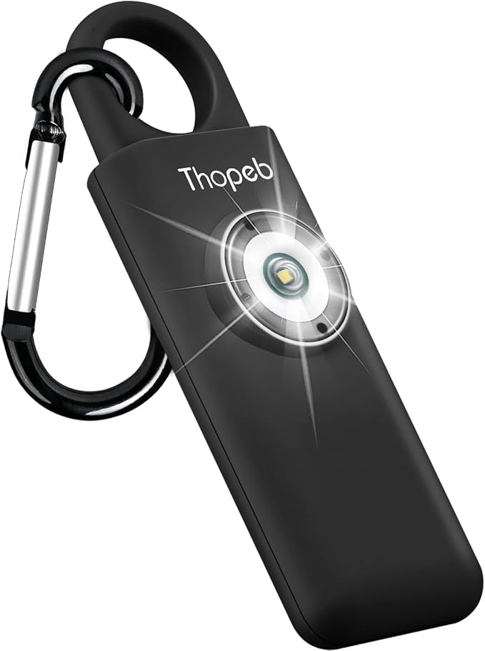 Personal Safety Alarm for Women – Superior Loud Siren & SOS Strobe | Premium Compact & Well-crafted Self Defense Keychain Alarm, College Dorm Essential, Variety of Colors (Charcoal) by Thoepb