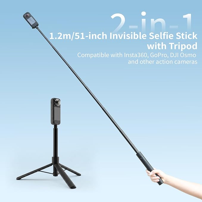 Camera Protective Kit Compatible with insta 360 x5 accessories Starter Kit include（Silicone Case,Screen Protector,Lens Guard,1.2M Invisible Selfie Stick with Tripod）for 360 X5 Action Camera - Image 2
