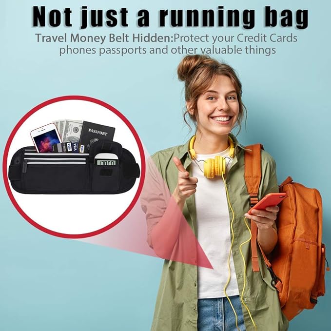 Slim Running Belt Fanny Packs for Women Men, Reflective Waist Pack Phone Holder for Walking Fitness Workout Exercise,Water Resistant Running Travel Belt Bag Jogging Pouch, Gym Accessories for Runner - Image 5