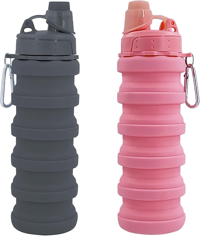Collapsible Water Bottles Travel water bottle Sports Portable Sport Water Bottle Reusable Water Bottles comes with mountaineering Buckle 500ml silicone Water-proof camping water bottle by YCTMALL
