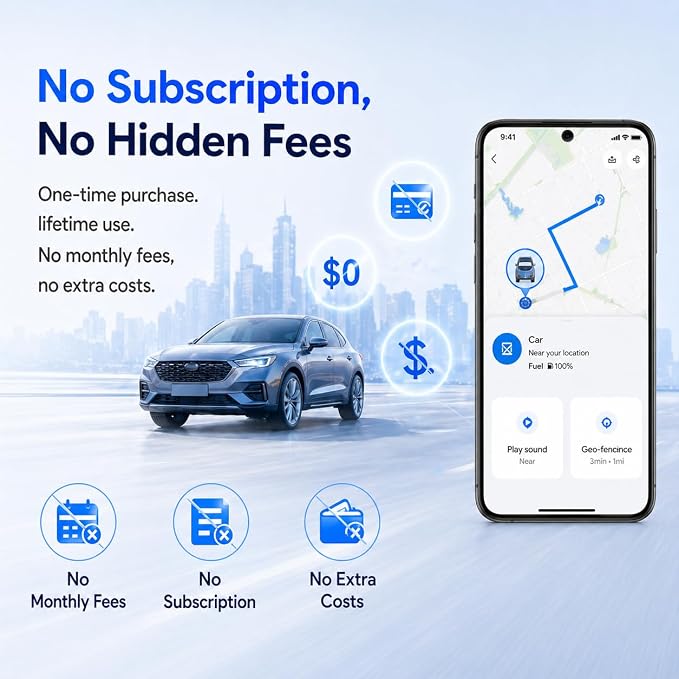 GPS Tracker for Vehicles,Magnetic Waterproof Car Tracker, No Monthly fees, Mini Portable GPS Tracker for Cars, Trucks, Motorcycle, Anti-Theft（Android Only） - Image 7