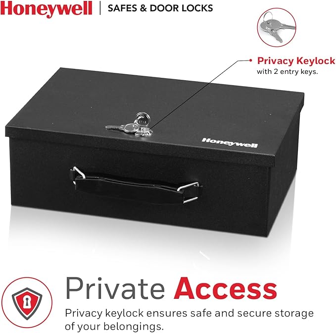 Honeywell Safes & Door Locks - Small Safe Box for Home - Fire Resistant Documents Lock Box with Keys - Steel Security with Key Lock for Personal Items, Jewelry, Money - 0.17 Cubic Feet - Black - 6104 - Image 5