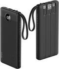 VRURC Portable Charger, 20W PD Fast Charging Power Bank Built in 4 Cables | 10000mAh Compact Portable Phone Charger, 5 Outpputs USB C Battery Pack for iPhone, Samsung & Multi Devices-Black(1 Pack) by Home