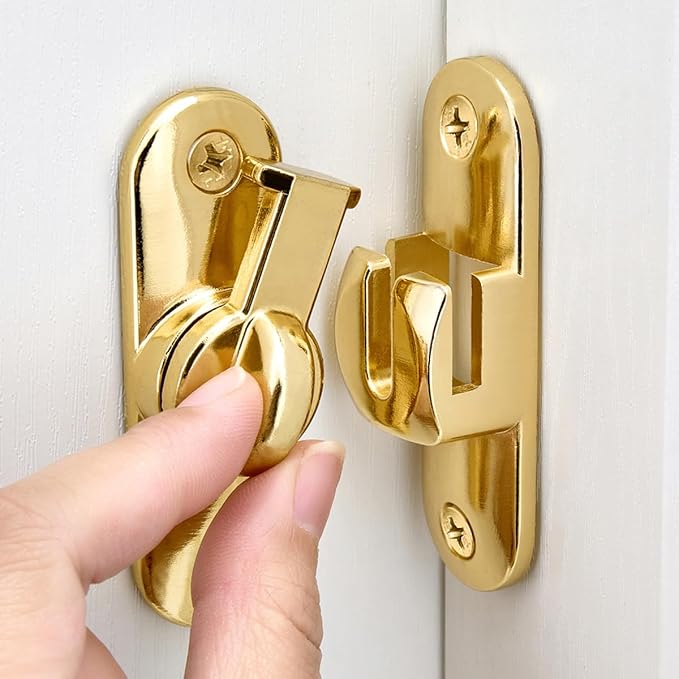 Gold 90/180 Degree Sliding Door Latches,Zinc Alloy Flip Latch | Barn Door Latch,Cabinet Lock,Right Angle Door Lock,for bedroom,cabinet,drawer,Gardens,Wine Cabinet,garage,window,Pet Cage - Image 3
