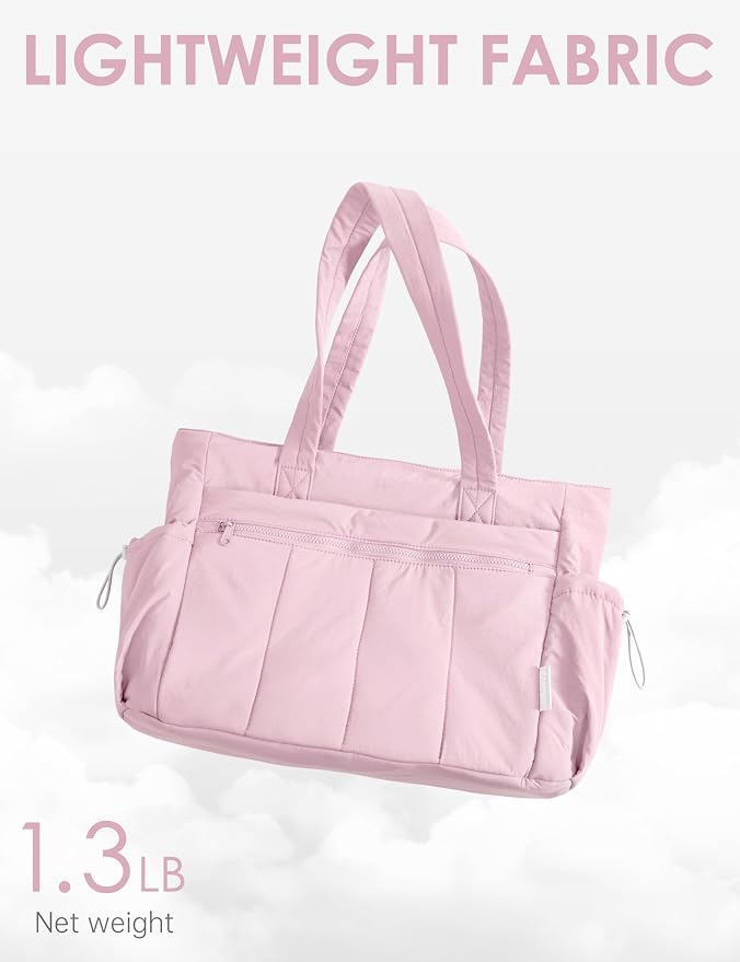Tote Bag for Women, Lightweight Large Puffer Bag, Quilted Shoulder Purses Handbags for Travel Work - Image 4