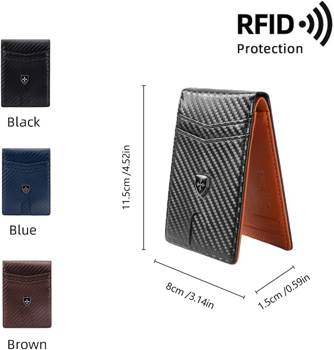 Slim RFID-Blocking PU Leather Bifold Wallet for Men & Women, Minimalist Card Holder with ID Window & Cash Pocket - Image 6
