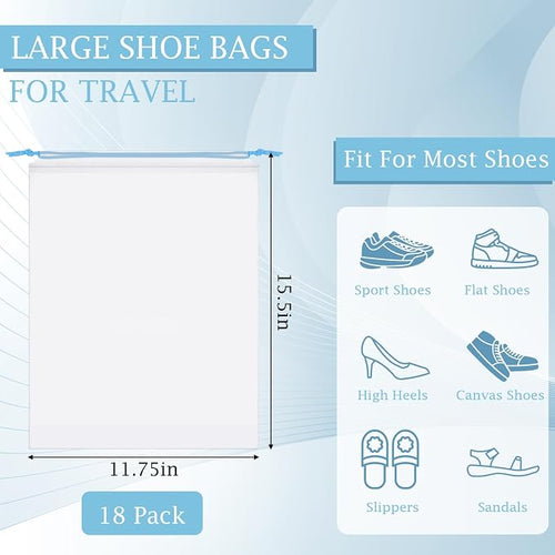 18 Pack Shoe Bags for Travel, Clear Travel Shoe Bags for Packing Colorful | Large Waterproof Portable Travel Shoe Storage Bag Travel Essentials Women for and Men - Image 2