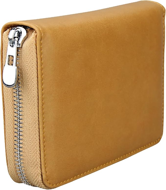 RFID Blocking 24 Slot Credit Card Holder Wallet Real Leather Multi Card Organizer Wallet with Zipper - Image 8