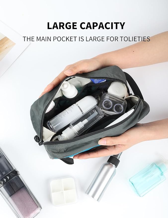 GOX Travel Small Toiletry Bag for Men Nylon Dopp Kit Medicine Bag Travel Organizer Pouch Shave Kits for Teens Toiletry Essentials Bathroom Compact Peacock 9.8 * 4.3 * 3.3 Inches - Image 5