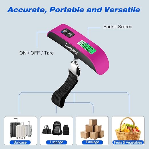 Digital Hanging Luggage Scale with Backlit for Travel, Portable Handheld Suitcase Weight Scale with Hook, 110 Pounds, Battery Included - Image 6