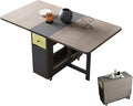 Drop Leaf Folding Dining Table with Storage, 2 Drawers, Grey | 3 Foldable Forms, Space Saving, Movable on Casters, for Kitchen Dining Living Room, Extendable, Versatile by Funrolux