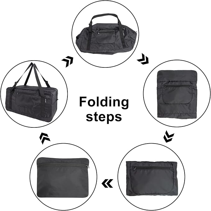 HOLYLUCK Foldable Travel Duffel Bag Luggage Great for Gym -55L, black - Image 5