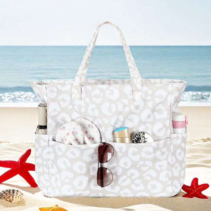 LEDAOU Large Beach Bag for Women, Waterproof Sandproof Tote Bag with Zipper | 36L Pool and Swim bag with Zipper, Wet/Dry pocket and 7 Pockets for Beach Days, Cruises, Vacations and Family travel - Image 3