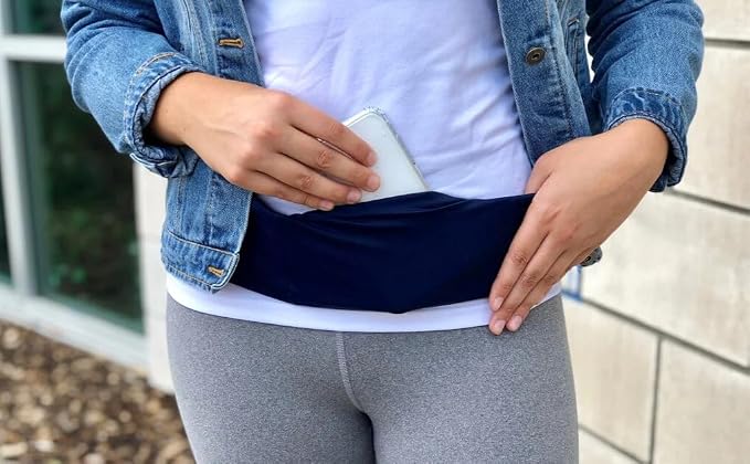 BANDI Plus Size Fanny Pack for Women - Travel-Ready Pocket Belt with Secure Hidden Money & Running Belt for Phone, Passport, Keys, & Medical Devices, Adjustable Fit, Comfortable (Navy Blue) - Image 6