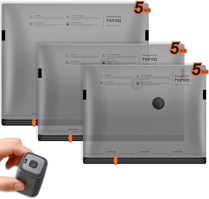 Rechargeable Wireless Pump Travel Vacuum Storage Bags, 15 Pack Portable Seal Bags for Travel and Home, Compression Packing for Clothing, Clothes, Blankets, Luggage, Suitcase by Unknown