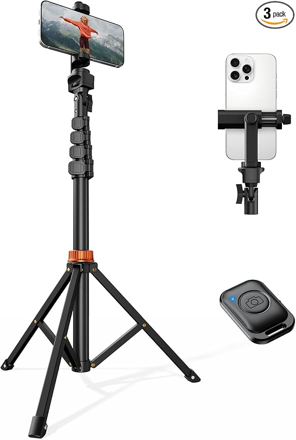 VIMOSE 66" Phone Tripod, Tripod for iPhone with Remote & Phone Stand | Extendable Cell Phone Tripod for Video Recording, Ultimate Tripod & Monopod Accessories for iPhone/Android, ANTHRACITE by VIMOSE