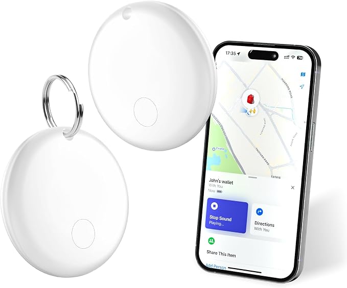 Air Tracker Tags- 2 Pack, Item Locator, Bluetooth Luggage Tracker Works for Apple Find My (iOS Only),Key Finder, ltem Locator for Wallet, Backpack,Suitcase, Bag, Birthday Gift by Eelexa