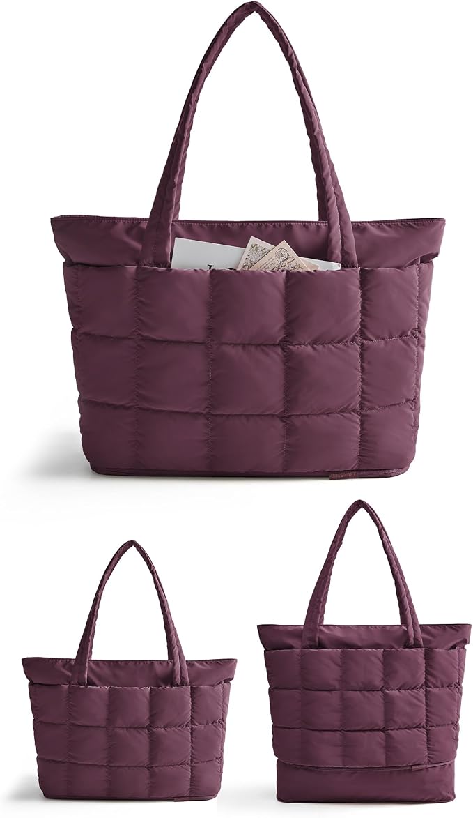 BAGSMART Expandable Tote Bag for Women, Puffer Work Tote Travel Bag | Quilted Carry On Bag for Travel Work Gym College, Waterproof Travel essentials - Image 7