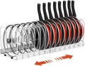Housolution Pot and Pan Lid Organizer Holder Storage Rack, White | 12"-23" Expandable, 14 Adjustable Dividers, Sturdy Metal Construction, Easy Assembly by Housolution