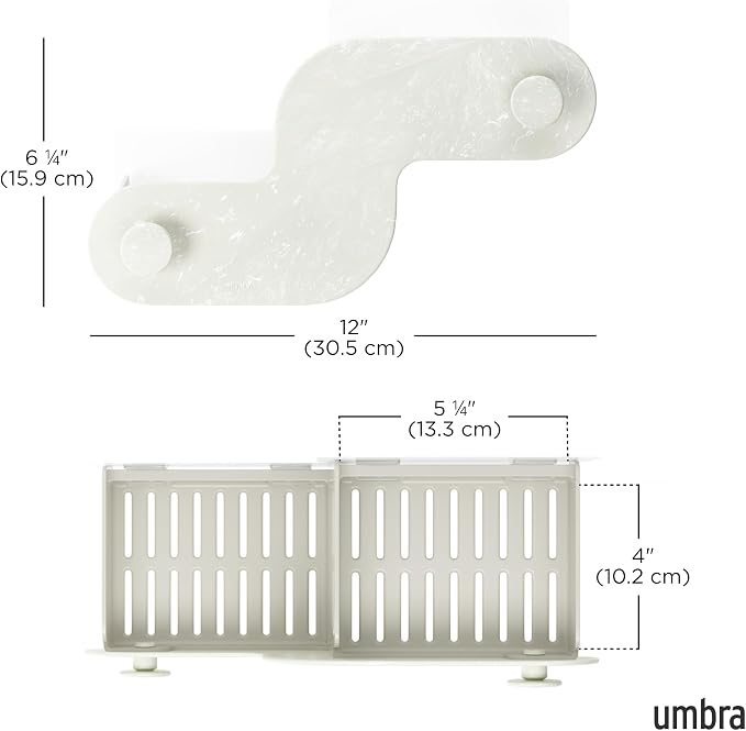 Umbra Nami Shower Caddy, Adhesive No Drill Bathroom, Set of 2, Ocean Sand | Waterproof construction, integrated drainage, rust-free, holds 6 lbs - Image 3