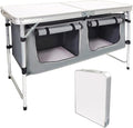 Folding Camping Table with Storage, Adjustable Height | Lightweight aluminum folding table with storage compartment for camping, tailgating, picnics, BBQs and backyard use by HYMnature