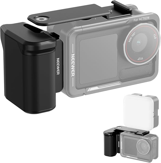 NEEWER AC034 Side Handle Only for AC014 Cage Compatible with DJI Osmo Action 5 Pro/4/3, Modular Quick Release Magnetic Action Camera Mount Adapter with Grip & Cold Shoe Shutter Extender Bar, Black by Neewer