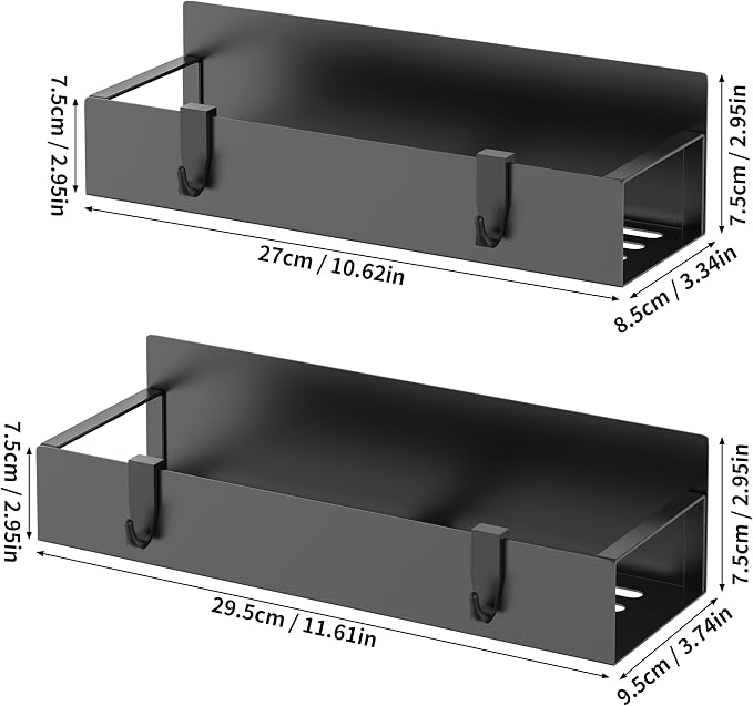 2 Pack Magnetic Spice Rack for Refrigerator Black | Magnetic Cup Holder for Fridge, Magnetic Fridge Shelf with Hooks, Kids Sippy Cup Holder Kitchen - Image 7
