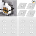 12 Pack Shower Caddy Adhesive Replacement Hooks Transparent Strong Waterproof Wall Hooks No Drilling Bathroom & Kitchen Organizers for Shelves, Soap Holders, Spice Racks(8 Double + 4 Single) by Oruiiju