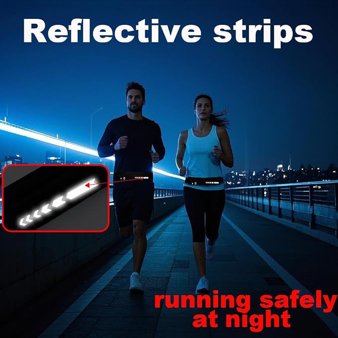 USHAKE Slim Running Belt for Women Men-Runners Phone Holder Fanny Pack, Adjustable, Bounce Free Waist Pouch bag for Workout, Money Belt, Run Gear Accessories Dark Grey - Image 6