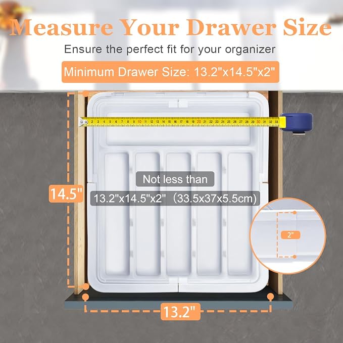 Large Silverware Drawer Organizer Expandable Kitchen Utensil Organizer BPA Free Flatware Cutlery Holder Tray Adjustable Plastic Drawer Divider Storage for Forks Knives 6-9 Slots White - Image 5