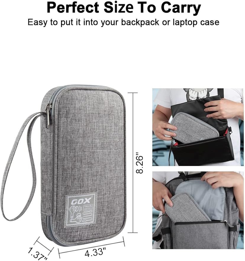 GOX Electronic Cable Organizer Travel Case Tech Pouch | Cord Organizer for Travel, Electronics travel Organizer Travel Case, Mouse and Charger Pouch - Image 4