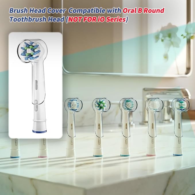Electric Toothbrush Travel Case for Oral-B Toothbrushes - 4 Pcs Toothbrush Head Covers Compatible with Oral B Electric Toothbrush Heads (Blue) - Image 3