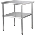 VEVOR Stainless Steel Prep Table, 30 x 30 x 36 Inch, 800lbs Load Capacity Heavy Duty Metal Worktable with Adjustable Undershelf & Feet, Commercial Workstation for Kitchen Garage Restaurant Backyard by VEVOR