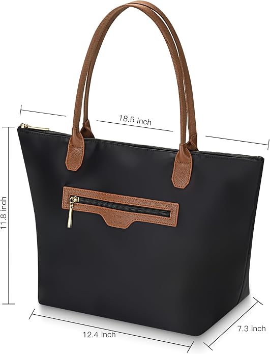 Nylon Tote Bag for Women with Zipper, Travel Shoulder Purses | Lightweight Large Laptop Shoulder Handbag with Zipper, Spacious Purse for Gym and Shopping - Image 4