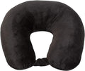 Wolf Essentials Adult Cozy Soft Microfiber Neck Pillow for Travel – Compact, Machine Washable - Perfect for Airplane, Car, or Home Use - Filled and Finished in The USA – Black by WorldsBest