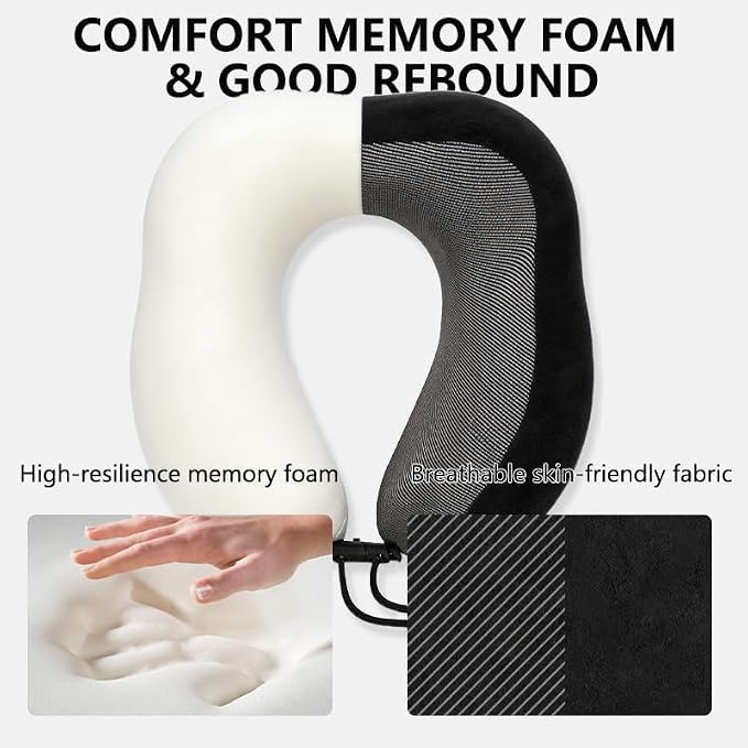 Neck Pillow for Traveling Memory Foam Travel Pillows for Airplanes Head & Neck Support Flight Headrest Sleep - Image 3