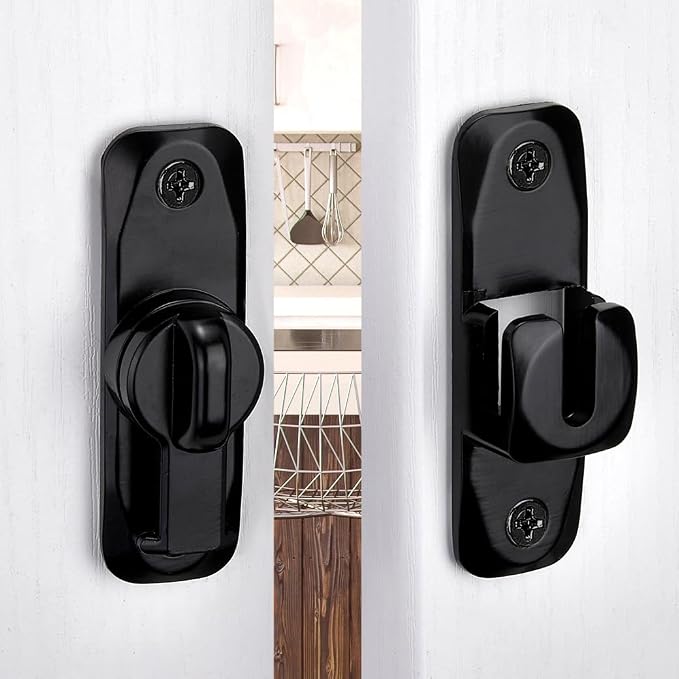 6 Packs Black Barn Door Latches,90/180 Degree Gate Lock_B | Zinc Alloy Right Angle Door Lock Latch,Flip Gate Latches,Sliding Door Latch Lock,for Cabinets,Fence Gates,Pet Cage - Image 6